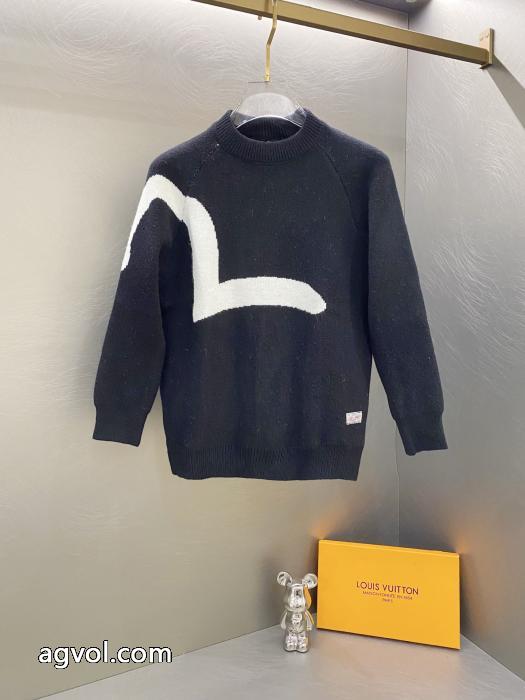 Evisu Seagull Knit連名福神丸首ビッグMニットセーター_0_1