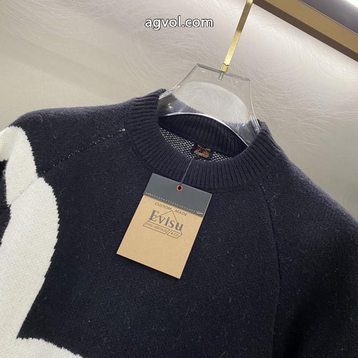 Evisu Seagull Knit連名福神丸首ビッグMニットセーター_0_2