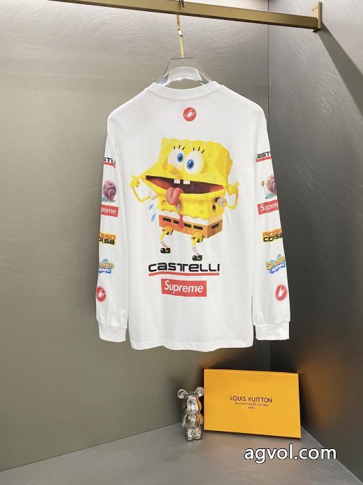 Supreme綿の赤ちゃんのおかしなプリント柄丸首長袖Tシャツ男女同型_0_0