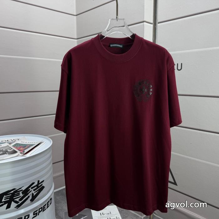 CHROME HEARTS馬蹄サンスクリット文字パールデザイン工芸ラウンドネックTシャツ_0_0