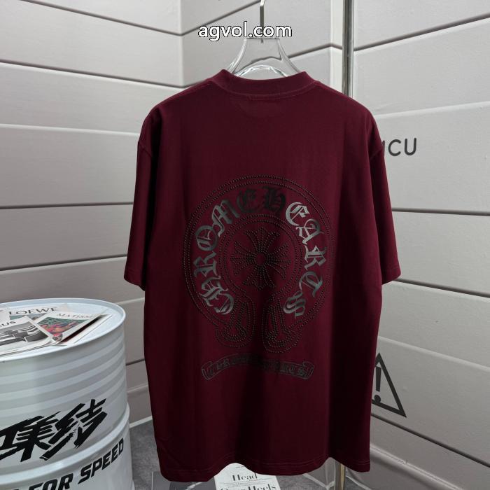 CHROME HEARTS馬蹄サンスクリット文字パールデザイン工芸ラウンドネックTシャツ_0_1