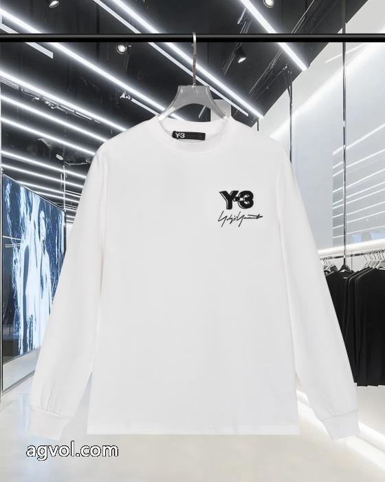 Y-3秋冬新作胸もと定番アルファベット柄ヘッダー丸首長袖Tシャツ_0_1