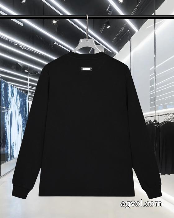 Y-3秋冬新作胸もと定番アルファベット柄ヘッダー丸首長袖Tシャツ_0_4