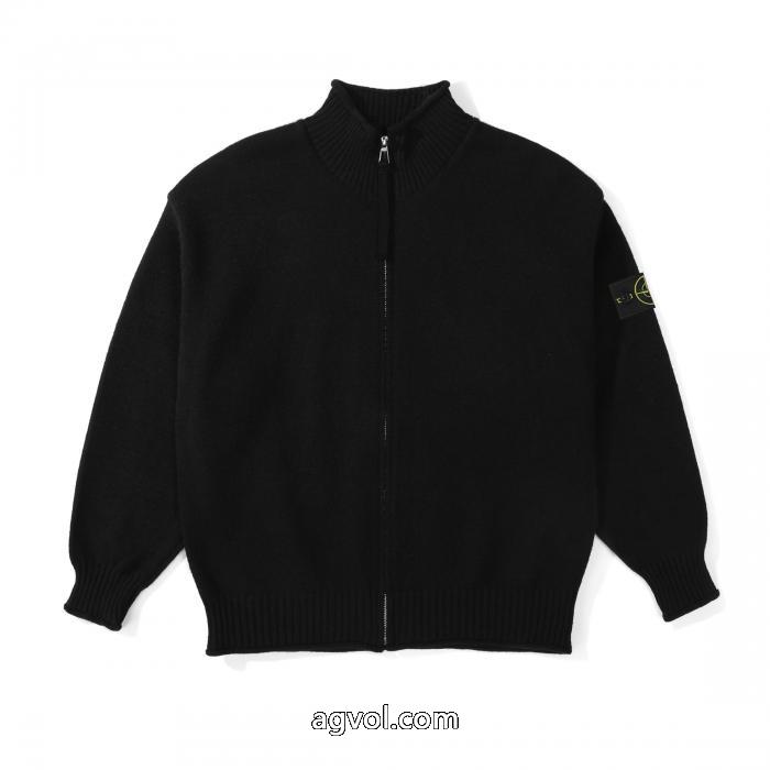 Stone Islandストーンアイランド定番ベーシックスリーブアームバッジロゴスタンドカラーニットコート_0_1
