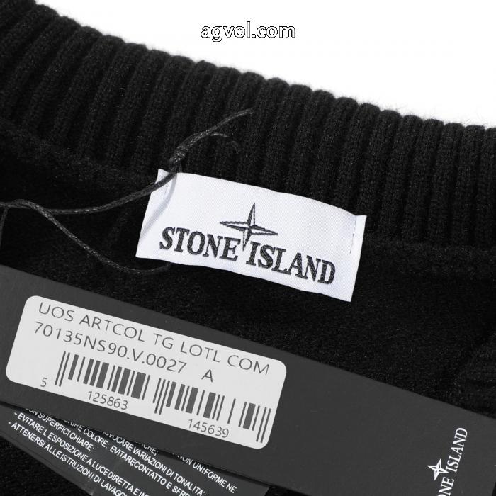 Stone Islandストーンアイランド定番ベーシックスリーブアームバッジロゴスタンドカラーニットコート_0_4