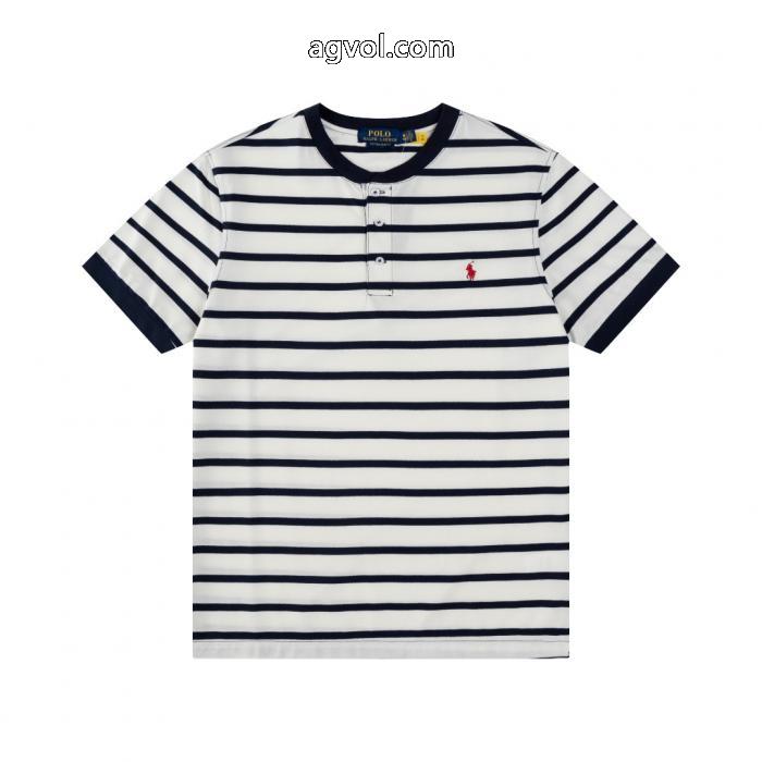 Ralph Lauren 4色スタンドカラー胸開き半袖Tシャツ_0_0