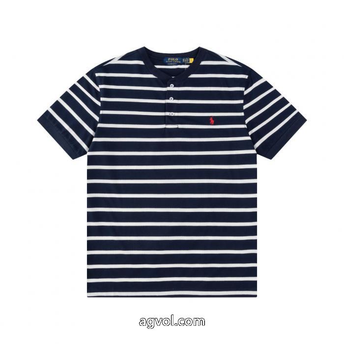 Ralph Lauren 4色スタンドカラー胸開き半袖Tシャツ_0_4