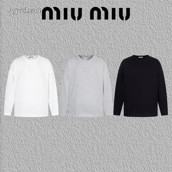 miumiu焼花アルファベット刺繍長袖Tシャツ_0_2