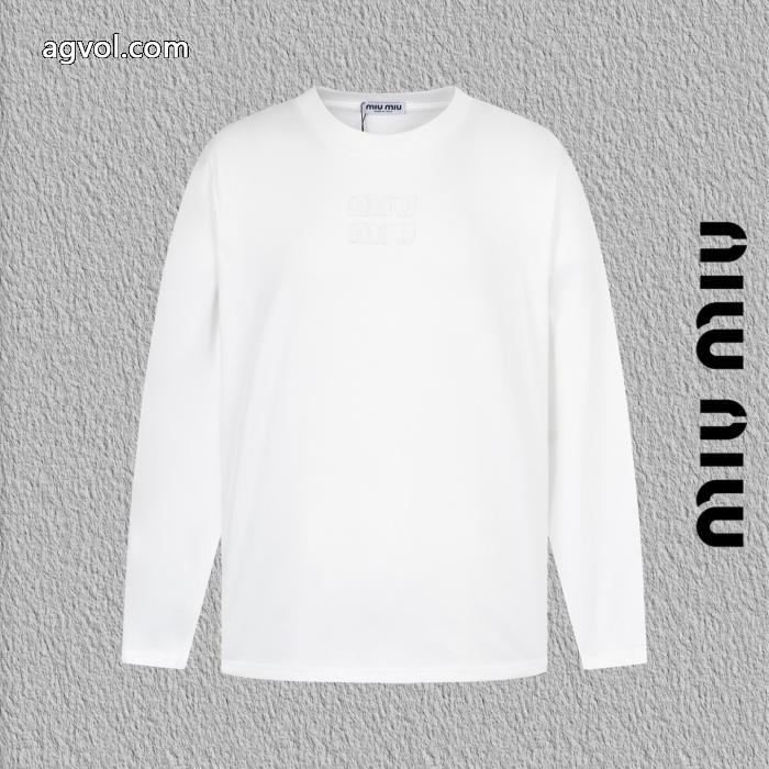miumiu焼花アルファベット刺繍長袖Tシャツ_0_3