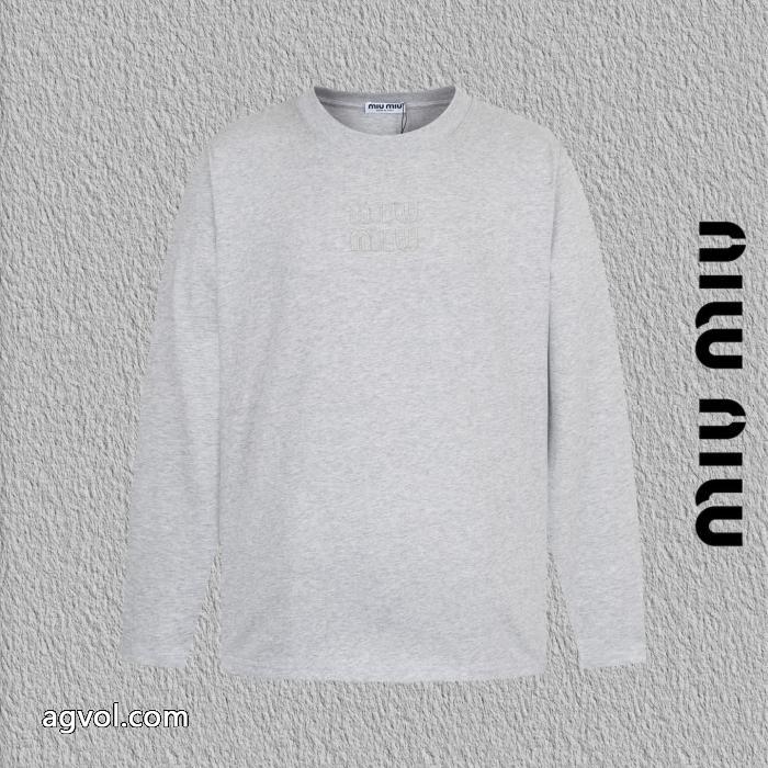 miumiu焼花アルファベット刺繍長袖Tシャツ_0_4