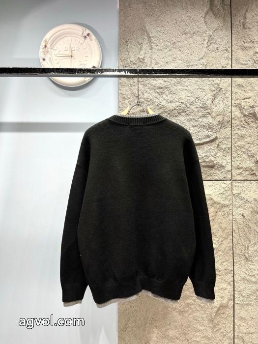 DIORCD刺繍ロゴラウンドネックフェイクカーディガンジャケット男女同型_0_0