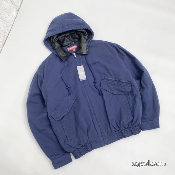 Supreme胸ロゴポケットデザインファスナー取り外し可能フード開閉水洗ジャケット_0_2