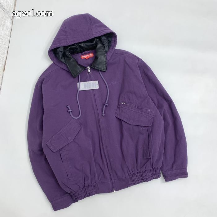 Supreme胸ロゴポケットデザインファスナー取り外し可能フード開閉水洗ジャケット_0_5