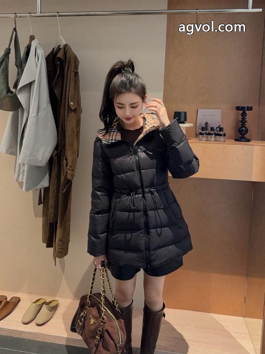 Burberryアルファベットピールカスタム2頭ファスナー連帽ドローコードウエストダウンジャケット_0_1