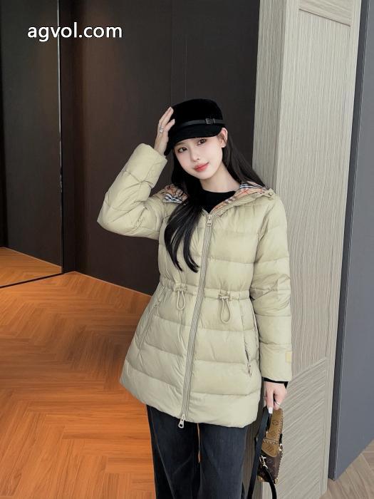 Burberryアルファベットピールカスタム2頭ファスナー連帽ドローコードウエストダウンジャケット_0_4