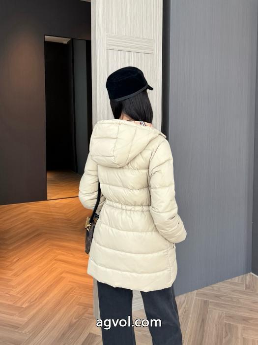 Burberryアルファベットピールカスタム2頭ファスナー連帽ドローコードウエストダウンジャケット_0_5