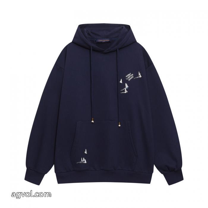 LOUIS VUITTON新作刺繍帆船アルファベットカップルカジュアルフード付きパーカー_0_0