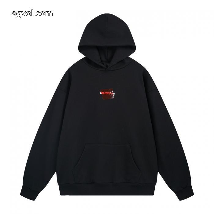 balenciaga前後のアルファベットLOGO刺繍テープ圧着ゴム連帽パーカー_0_0