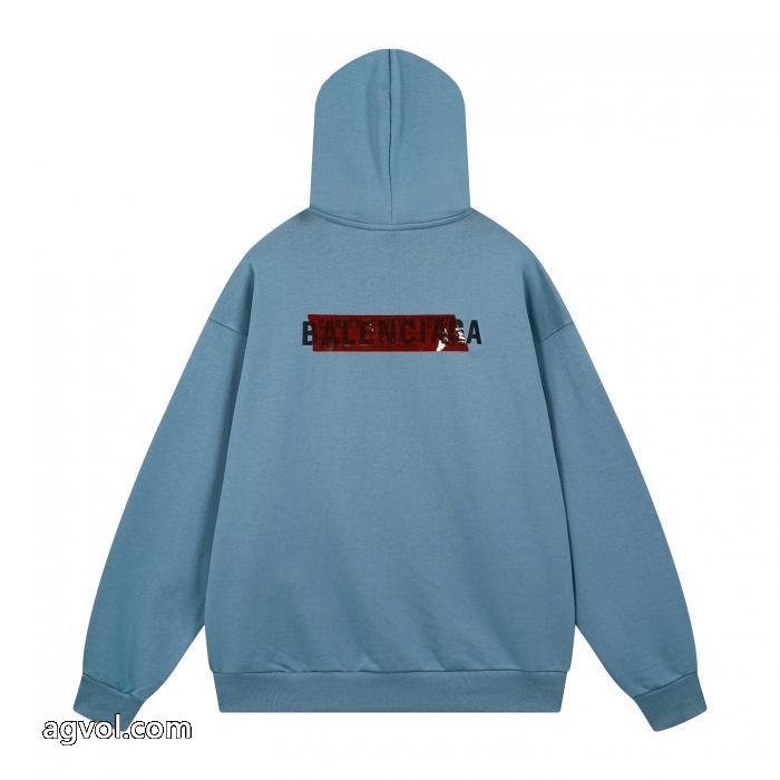 balenciaga前後のアルファベットLOGO刺繍テープ圧着ゴム連帽パーカー_0_3
