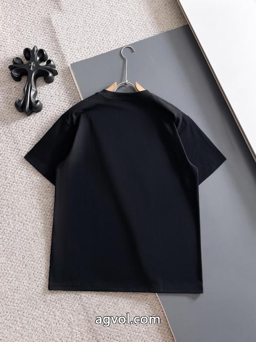 pradaクラシックVチップ+カスタム三角標工芸半袖Tシャツ男女同型_0_1