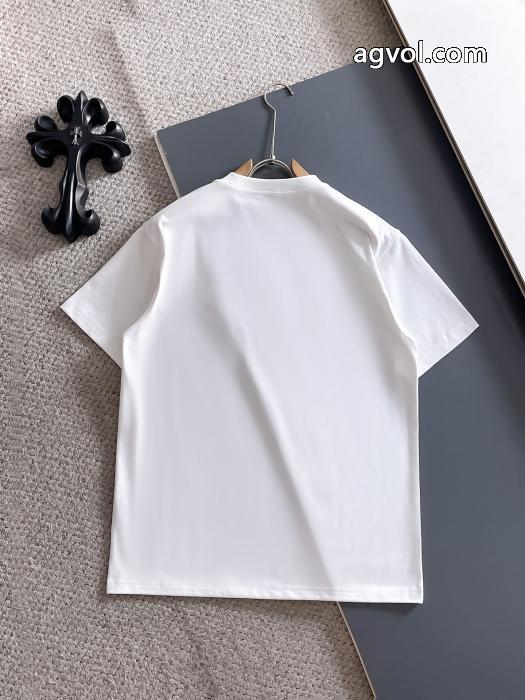 pradaクラシックVチップ+カスタム三角標工芸半袖Tシャツ男女同型_0_4