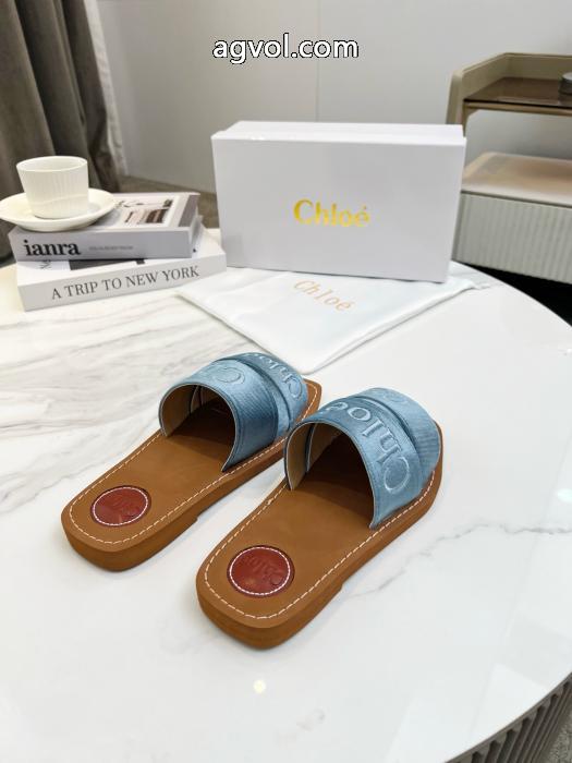 Chloe'2025最新夏モデルベルベットに3 D立体電気刺繍スリッパ_0_2