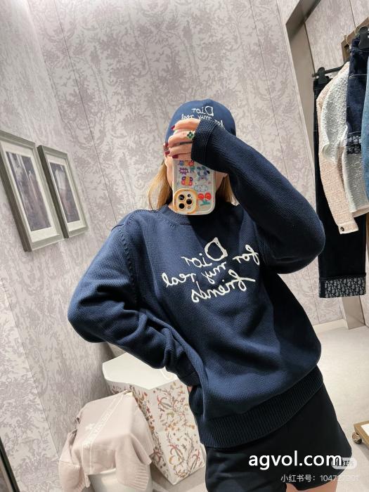 diorディオールCD新作刺繍ニットプルオーバークルーネックセーター_0_5