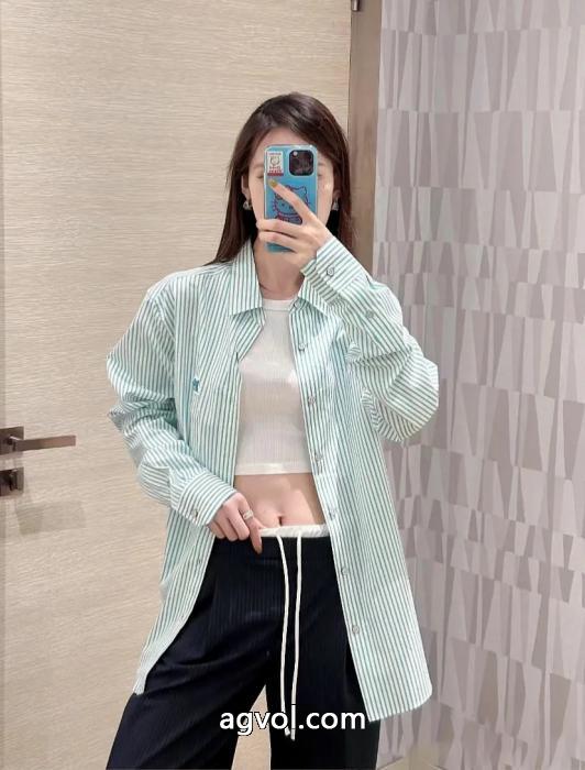 Louis Vuitton/新作ストライプコットン系バックル長袖シャツ_0_3