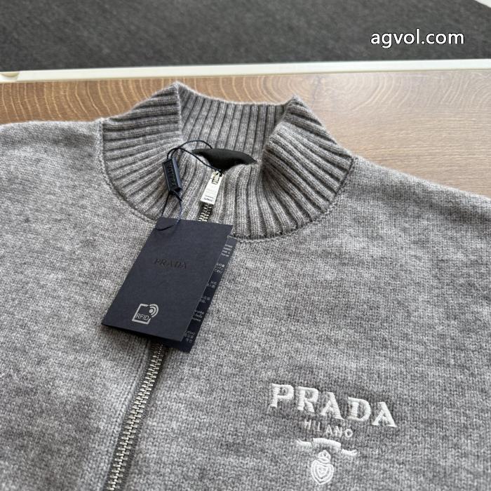 PRADAニット長袖ジャケットセーターコート_0_2