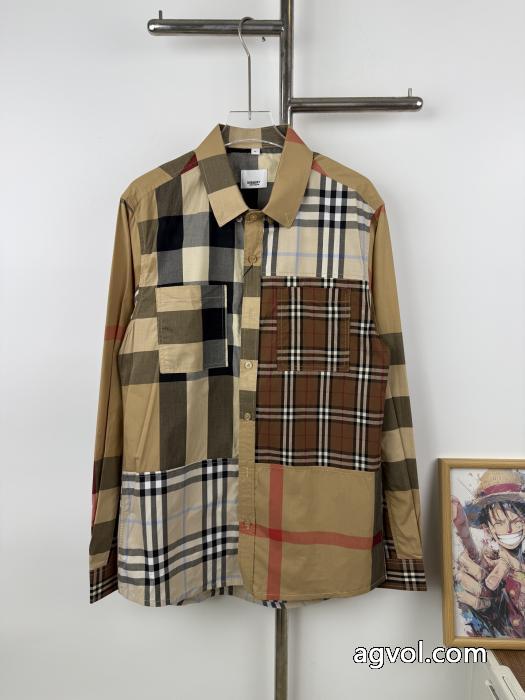 BURBERRY春先の新作パッチワークメンズビジネスシャツ公式サイト同モデル_0_0