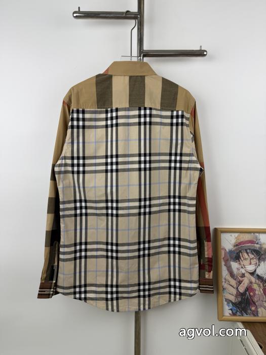 BURBERRY春先の新作パッチワークメンズビジネスシャツ公式サイト同モデル_0_1