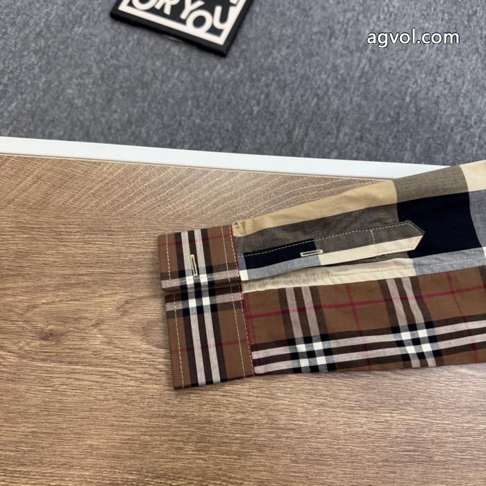 BURBERRY春先の新作パッチワークメンズビジネスシャツ公式サイト同モデル_0_2