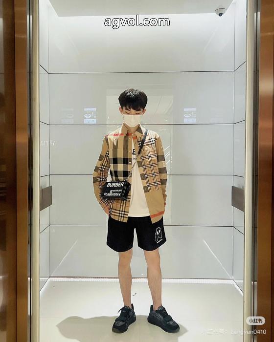 BURBERRY春先の新作パッチワークメンズビジネスシャツ公式サイト同モデル_0_3