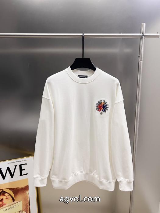 CHROME HEARTS2025秋冬新作クロス貼り刺繍ラウンドネック長袖パーカー_0_1