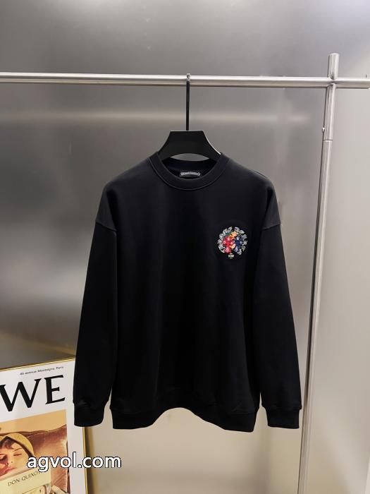CHROME HEARTS2025秋冬新作クロス貼り刺繍ラウンドネック長袖パーカー_0_2