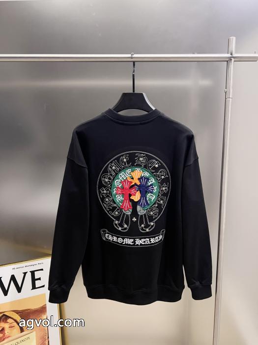 CHROME HEARTS2025秋冬新作クロス貼り刺繍ラウンドネック長袖パーカー_0_4