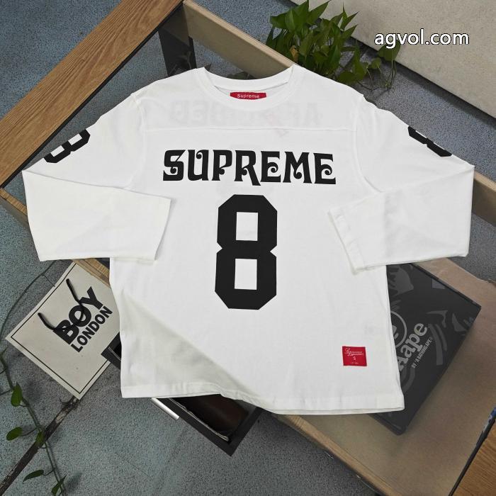2025新作Supremeクラシック8号アルファベット柄ロゴプリントカジュアルカップル長袖Tシャツ_0_1