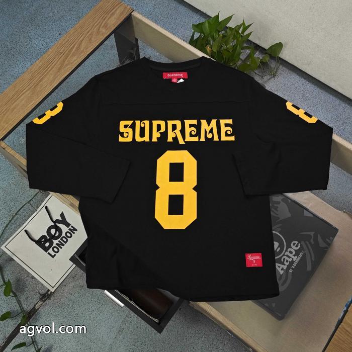 2025新作Supremeクラシック8号アルファベット柄ロゴプリントカジュアルカップル長袖Tシャツ_0_3