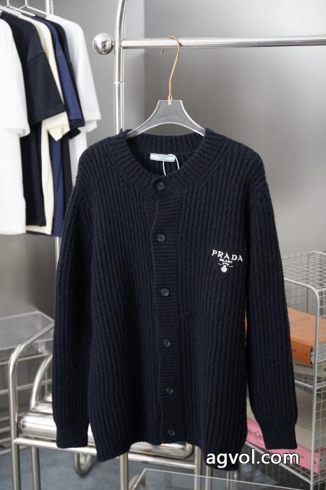 PRADA25ss春夏新作大人気刺繍ニットカーディガンコート_0_4