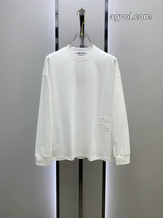 miumiu25ss秋の新作トレードオーダー丸首長袖タイツ長袖Tシャツ_0_2