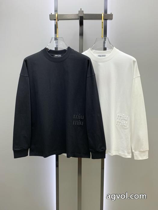 miumiu25ss秋の新作トレードオーダー丸首長袖タイツ長袖Tシャツ_0_4