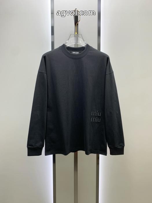 miumiu25ss秋の新作トレードオーダー丸首長袖タイツ長袖Tシャツ_0_5