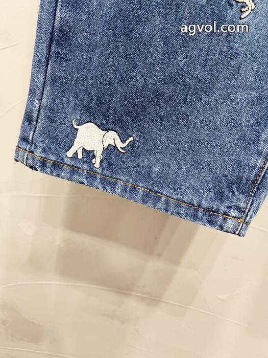 LOUIS VUITTON動物風景ロゴ柄刺繍ストレートジーンズ_0_3