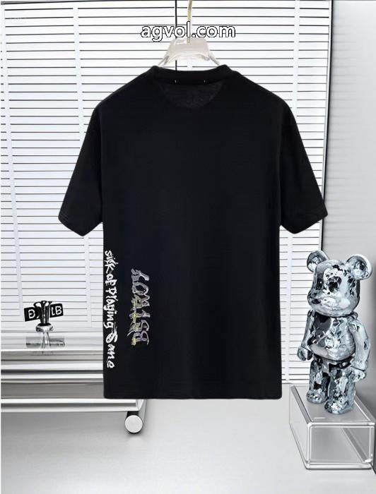 GIVENCHY 25 SS高バージョン胸貼りプリントロゴラウンドネック半袖Tシャツ_0_5
