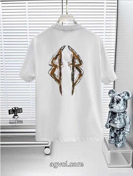 Balenciaga 25 SS高バージョン胸貼りプリントロゴラウンドネック半袖Tシャツ_0_2