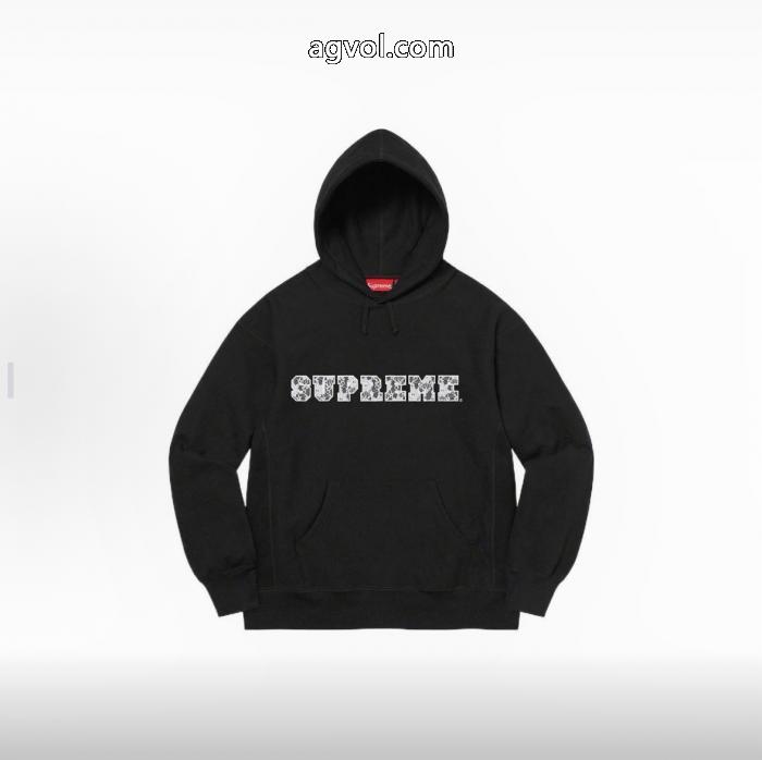Supremeプリント連帽長袖加絨アメリカントレンドパーカー_0_1