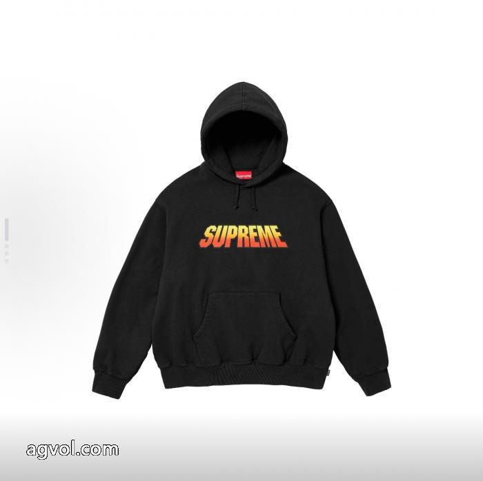 Supremeグラデーションロゴ純色加絨連帽長袖アメリカントレンドパーカー_0_2