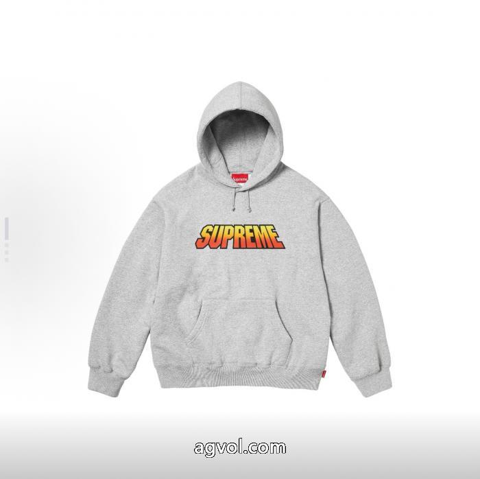 Supremeグラデーションロゴ純色加絨連帽長袖アメリカントレンドパーカー_0_3