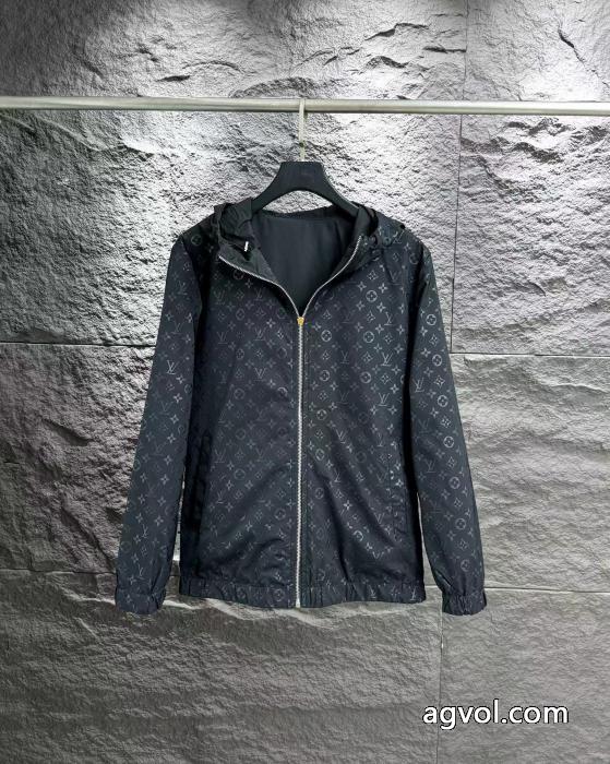 Louis Vuitton両面Logoフルプリント暗紋キャップコート突撃着_0_2