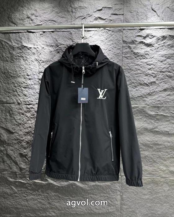 Louis Vuitton両面Logoフルプリント暗紋キャップコート突撃着_0_4